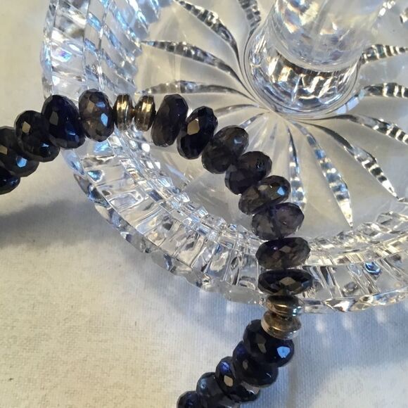 Silvertone Blue Faceted Stone Necklace - Picture 8 of 13